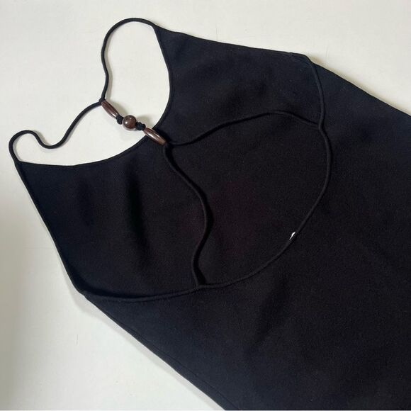 Rebecca Taylor NWT Black Compact Stretch Knotted Back Column Dress XL - Picture 11 of 13